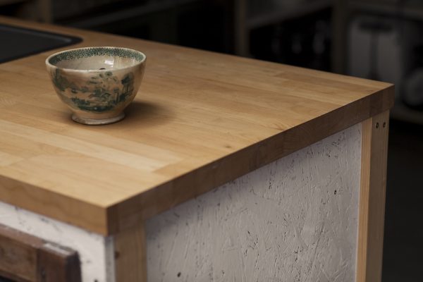 Closeup of kitchen worksurface
